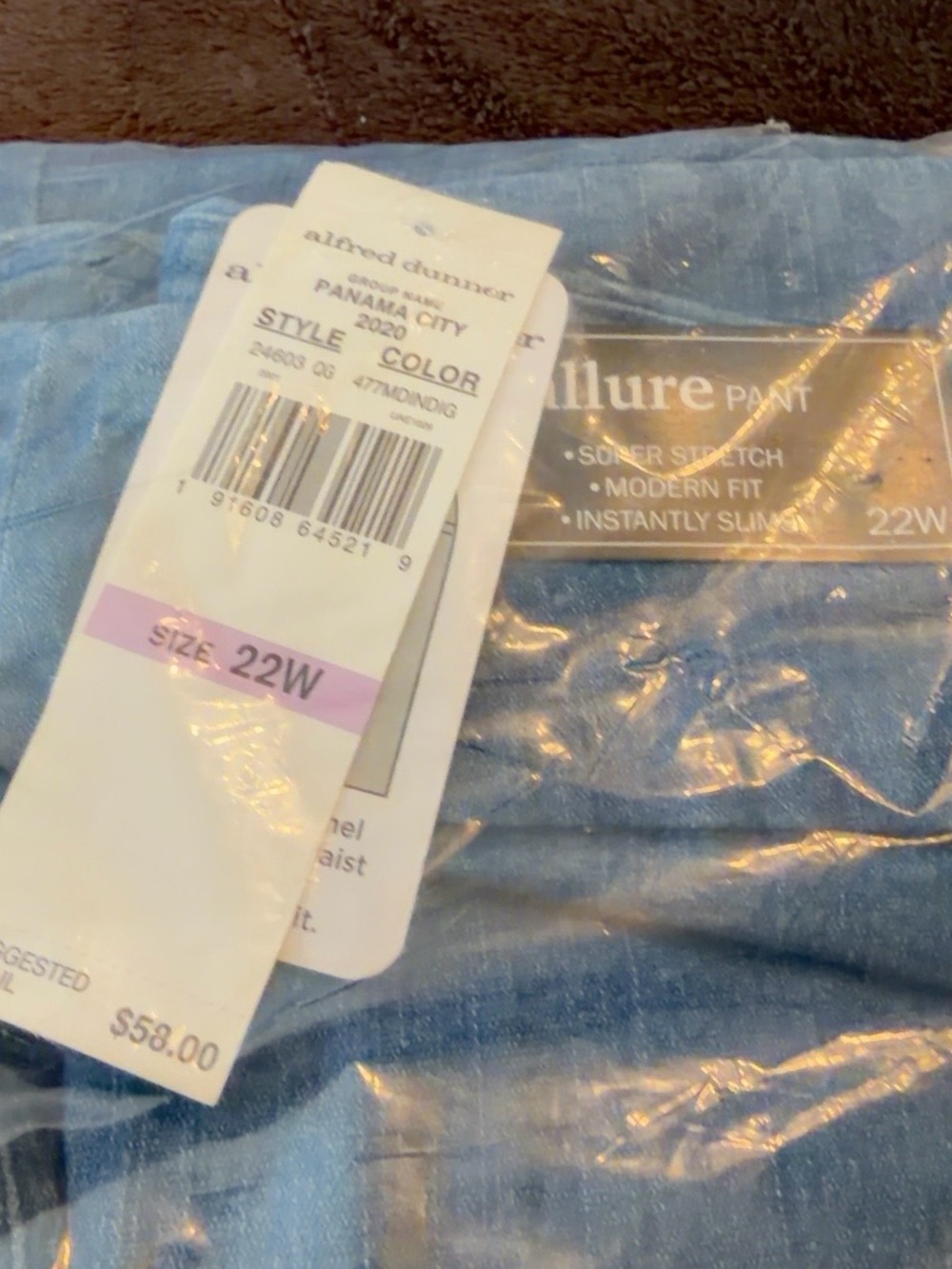 Alfred Dunner Allure Stretch Pants 22W Blue NWT